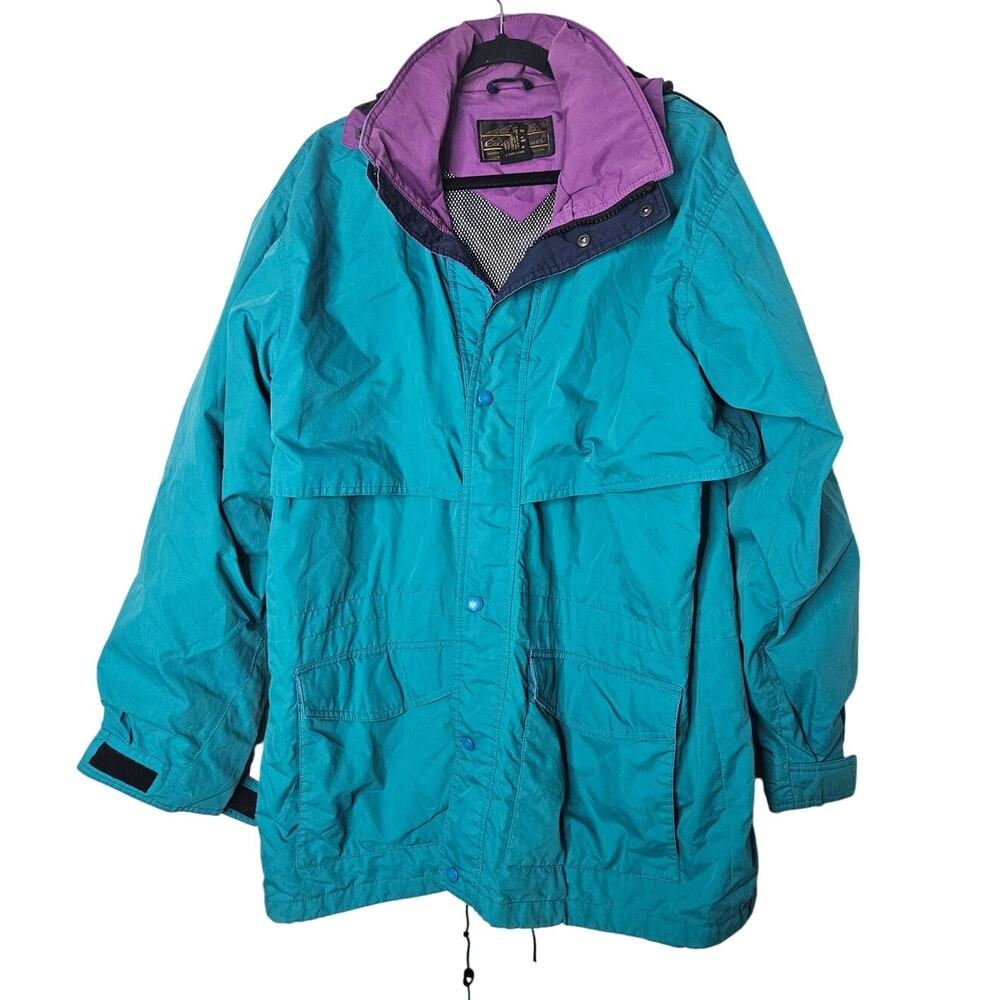Vintage 90s Eddie Bauer L Gore-Tex Teal Blue Windbreaker Gorpcore Outdoor